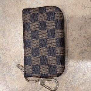 Daisy Rose Wallet Key Pouch Checkered Brown